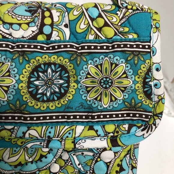 Vera Bradley Lunchbox quilted Paisley Peacock Lime Green White Quilted - Picture 3 of 8
